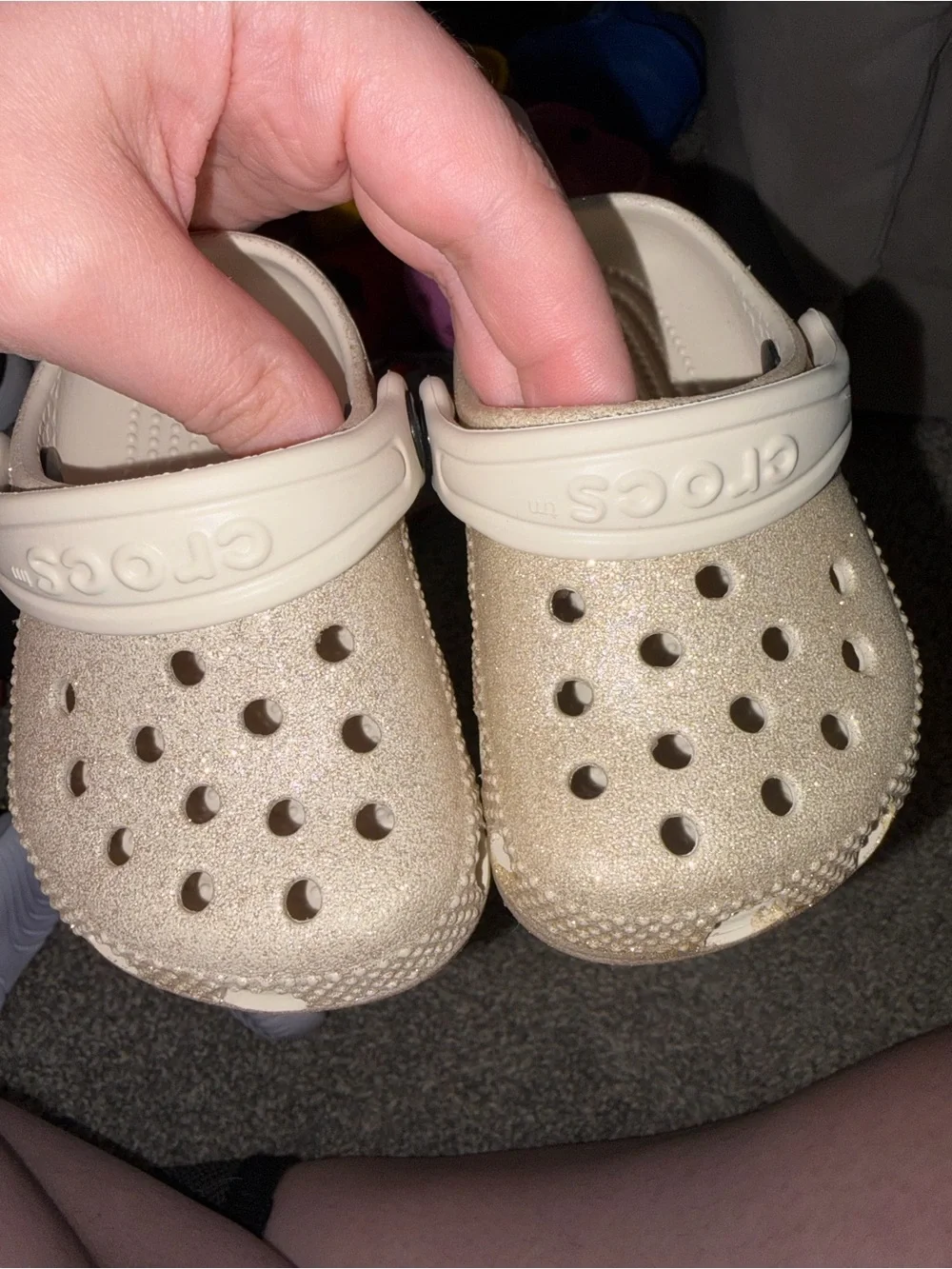 CROCS Kids Glittery Tan Classic Clog